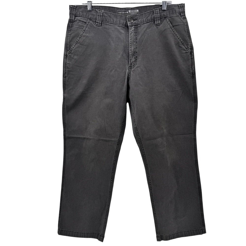 Carhartt Rugged Flex Mens 36x30 Gray Relaxed Fit Canvas Work Pants